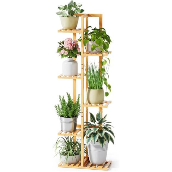 Plant Stand Indoor, 6 Tier 7 Potted Bamboo Plant Stands for Indoor Plants - Picture 1 of 14